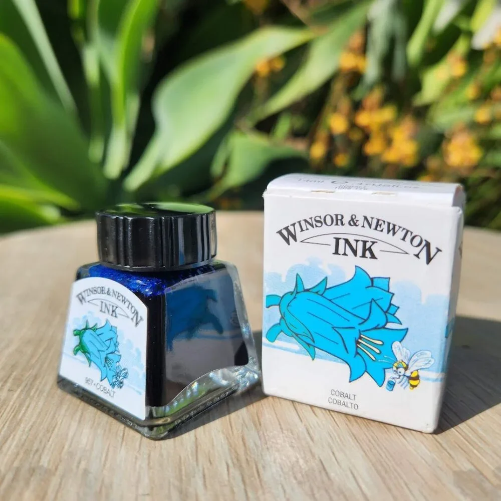 Winsor & Newton Drawing Ink 14ml Bottle Cobalt Blue Shimmer NEW Art Supplies Can